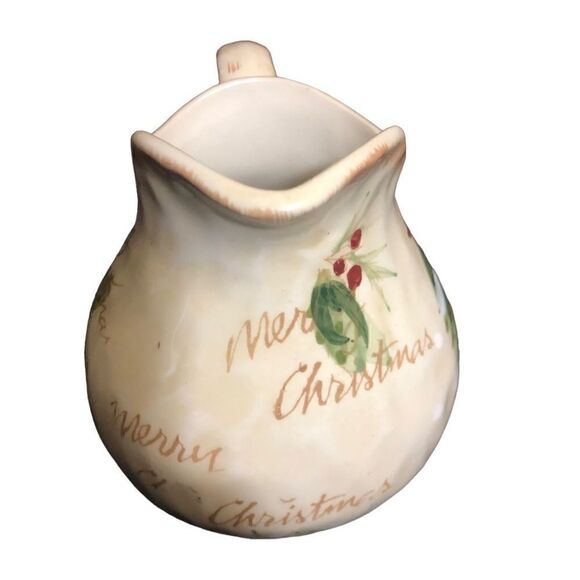 Merry “Country” Christmas Hand Painted Ceramic Creamer and Sugar Bowl. - Picture 3 of 8